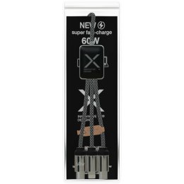 SCX.design C33 kabel do ładowania typu C o mocy 60 W z podwójnym podświetlanym logo melanż czarny (2PX21390)