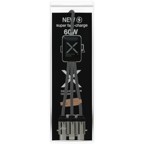 SCX.design C33 kabel do ładowania typu C o mocy 60 W z podwójnym podświetlanym logo melanż czarny (2PX21390)