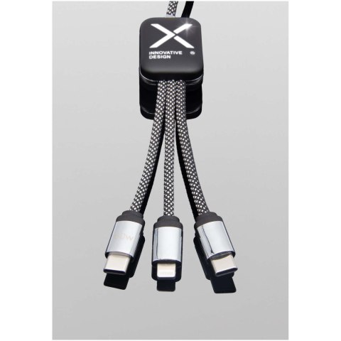 SCX.design C33 kabel do ładowania typu C o mocy 60 W z podwójnym podświetlanym logo melanż czarny (2PX21390)