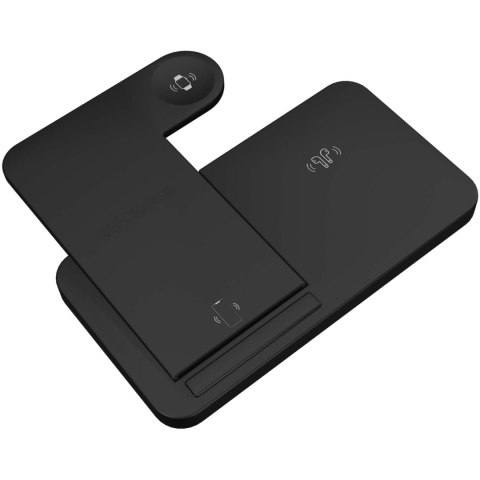 SCX.design W28 bezprzewodowa baza ładująca 3 w 1 ze stojakiem na telefon czarny (2PX13590)