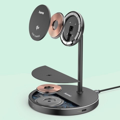 Magnetyczna ładowarka bezprzewodowa 2 w 1, 15W Hama