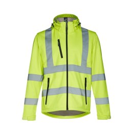 THC ZAGREB WORK. Męska kurtka typu softshell o wysokiej widoczności dla mężczyzn, z odpinanym kapturem