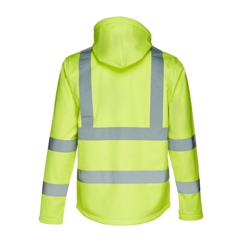 THC ZAGREB WORK. Męska kurtka typu softshell o wysokiej widoczności dla mężczyzn, z odpinanym kapturem