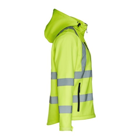 THC ZAGREB WORK. Męska kurtka typu softshell o wysokiej widoczności dla mężczyzn, z odpinanym kapturem