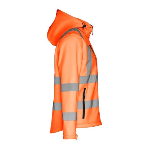THC ZAGREB WORK. Męska kurtka typu softshell o wysokiej widoczności dla mężczyzn, z odpinanym kapturem