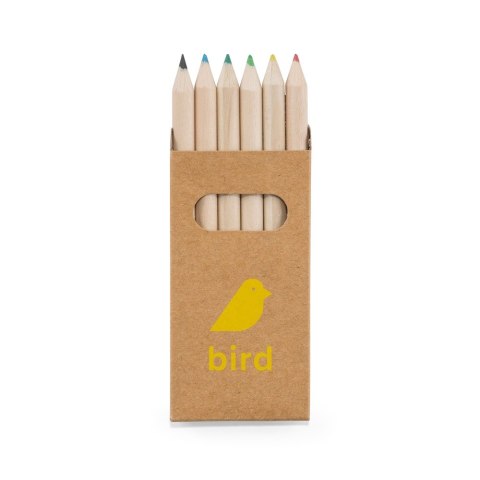 BIRD. Piórnik z 6 kolorowymi kredkami
