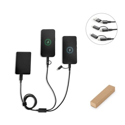 BERTOZZI. Superszybki kabel USB 6 w 1 wykonany z aluminium i przetworzonego PET
