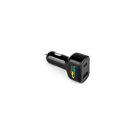 DIRAC. Adapter do zapalniczki z portem USB-A 18W i USB-C 20W wykonany w 100% z rABS