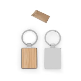 GASTON RECTANGULAR. Prostokątny brelok z żelaza z cynku i bambusa