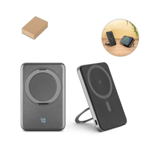WARSHEL 5. Magnetyczny power bank 5'000 mAh z superszybką ładowarką bezprzewodową 15 W z recyklingowanego ABS (100% rABS) z pods