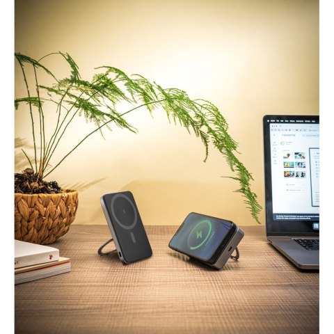 WARSHEL 5. Magnetyczny power bank 5'000 mAh z superszybką ładowarką bezprzewodową 15 W z recyklingowanego ABS (100% rABS) z pods