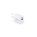 WEGENER. Zasilacz z portem USB-A 18W i USB-C 20W wykonany w 100% z rABS