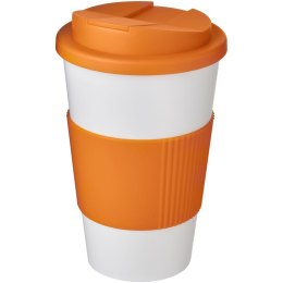 Kubek Americano® 350 ml z uchwytem i pokrywką chroniącą przed rozlaniem biały, pomarańczowy