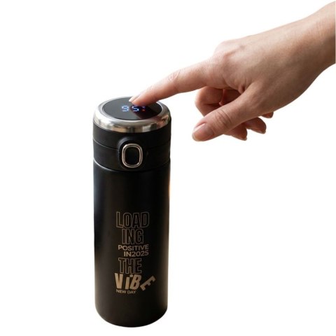 Kubek próżniowy z termometrem Bounce 420ml, czarny