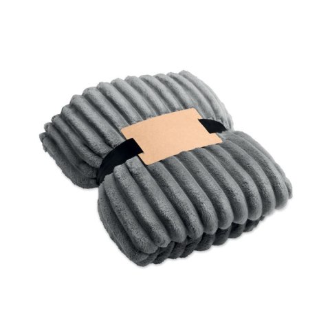 Polarowy koc w paski RPET kamienny szary (MO3184-15)