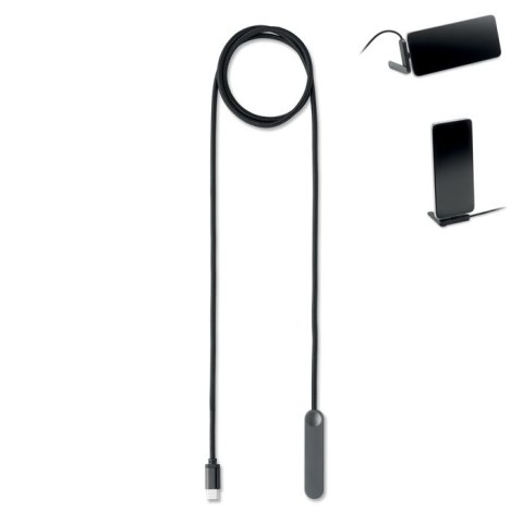 Stojak na telefon z kablem USB- czarny (MO3192-03)