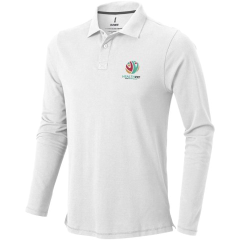Męskie polo Calgary z długim rękawem 180 g/m² biały