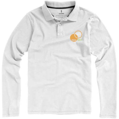 Męskie polo Calgary z długim rękawem 180 g/m² biały