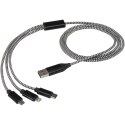 Alphecca - kabel ładujący 5 w 1 wykonany z recyklingowanego aluminium i tworzywa RPET czarny