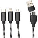 Alphecca - kabel ładujący 5 w 1 wykonany z recyklingowanego aluminium i tworzywa RPET czarny