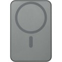 Powerbank Avis 5000 mAh z recyklingowanego aluminium posiadającego certyfikację RCS, z wbudowanym magnesem metaliczny
