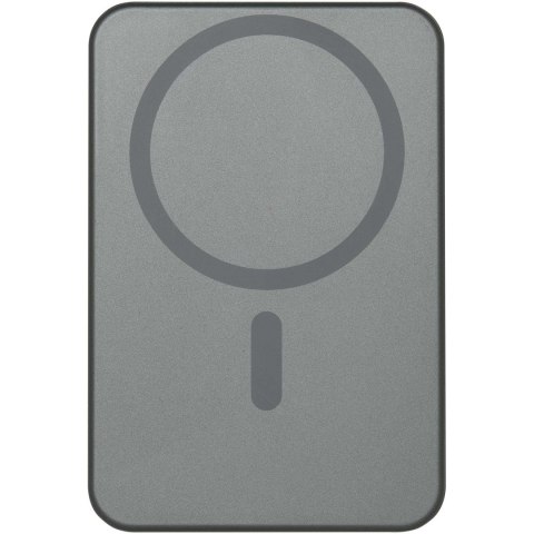 Powerbank Avis 5000 mAh z recyklingowanego aluminium posiadającego certyfikację RCS, z wbudowanym magnesem metaliczny