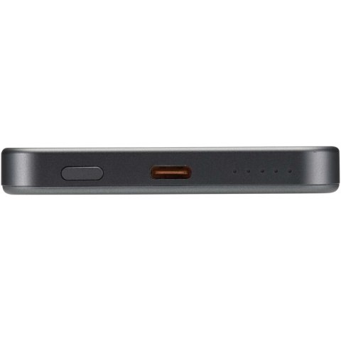 Powerbank Avis 5000 mAh z recyklingowanego aluminium posiadającego certyfikację RCS, z wbudowanym magnesem metaliczny