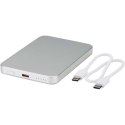 Powerbank Avis 5000 mAh z recyklingowanego aluminium posiadającego certyfikację RCS, z wbudowanym magnesem srebrny