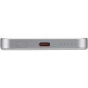 Powerbank Avis 5000 mAh z recyklingowanego aluminium posiadającego certyfikację RCS, z wbudowanym magnesem srebrny