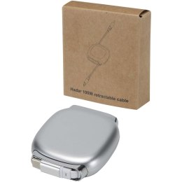 Alphard - zwijany kabel 5 w 1 do CarPlay, 100 W, z recyklingowanego plastiku, obsługa szybkiego ładowania PD srebrny