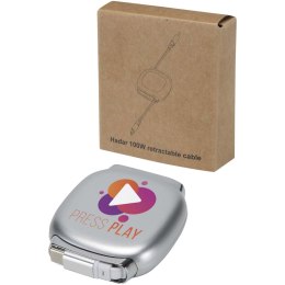 Alphard - zwijany kabel 5 w 1 do CarPlay, 100 W, z recyklingowanego plastiku, obsługa szybkiego ładowania PD srebrny
