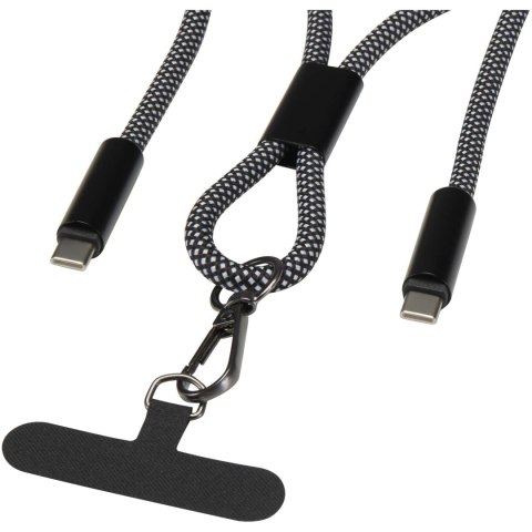 SMART 65 W - kabel ładujący wykonany z tworzywa sztucznego RPET, ze smyczą czarny
