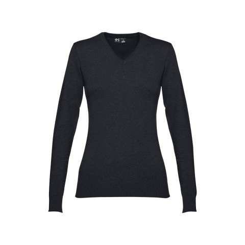 THC MILAN WOMEN. Damski sweter z dekoltem V-neck z bawełny i poliamidu