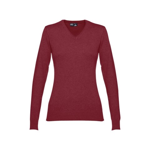 THC MILAN WOMEN. Damski sweter z dekoltem V-neck z bawełny i poliamidu