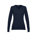 THC MILAN WOMEN. Damski sweter z dekoltem V-neck z bawełny i poliamidu