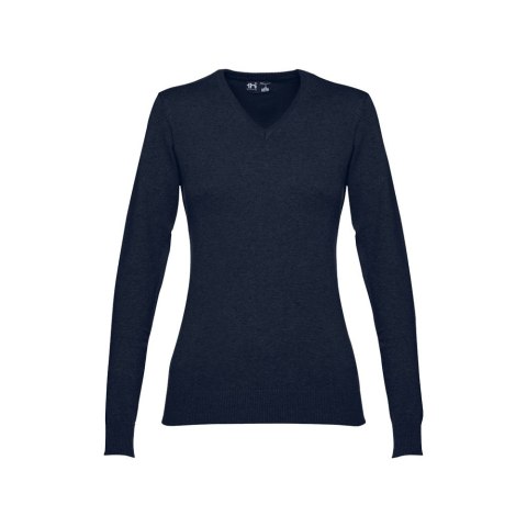 THC MILAN WOMEN. Damski sweter z dekoltem V-neck z bawełny i poliamidu