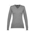 THC MILAN WOMEN. Damski sweter z dekoltem V-neck z bawełny i poliamidu