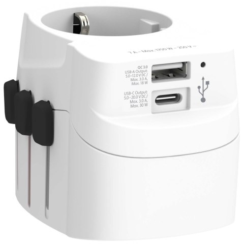 SKROSS® PRO Light USB AC30PD - uniwersalna przejściówka do urządzeń elektrycznych biały (12461501)