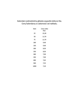 Kalendarz jednodzielny - główka wypukła, tektura lita