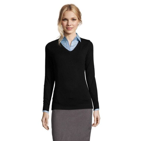 GLORY WOMEN V-NECK SWEATER Czarny / Czarny opal XL (S01711-BK-XL)
