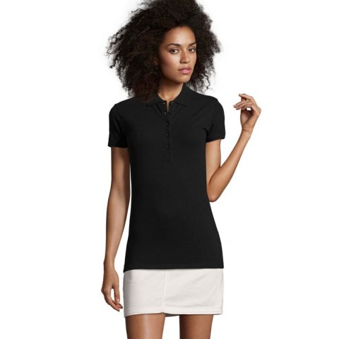 PHOENIX WOMEN ELASTANE POLO Czarny / Czarny opal M (S01709-BK-M)