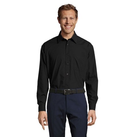 BALTIMORE POPLIN MEN SHIRT Czarny / Czarny opal 4XL (S16040-BK-4XL)