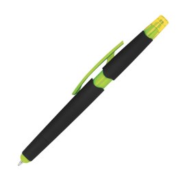 Długopis plastikowy do ekranów dotykowych z zakreślaczem kolor Jasnozielony