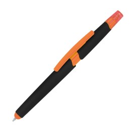 Długopis plastikowy do ekranów dotykowych z zakreślaczem kolor Pomarańczowy