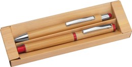 Bambusowy zestaw piśmienny kolor Czerwony