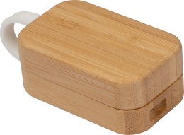 Słuchawki bezprzewodowe w bambusowym pudełku kolor Beżowy