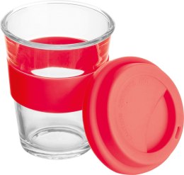 Szklany kubek z pokrywką 300 ml kolor Czerwony