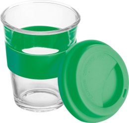 Szklany kubek z pokrywką 300 ml kolor Zielony