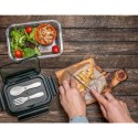 Szklany lunch box ze sztućcami 1000 ml Lagos, czarny