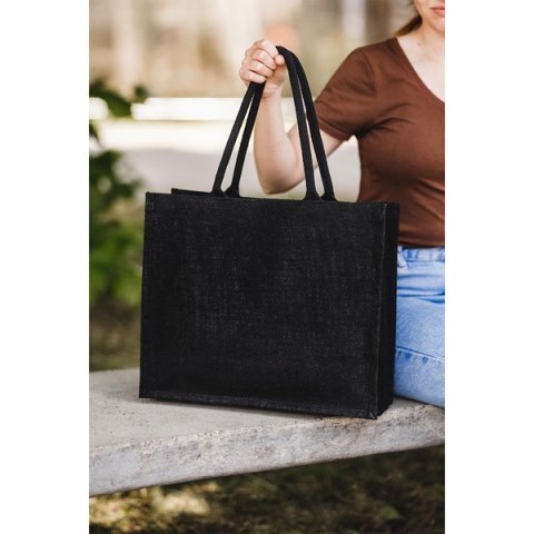 Torba na zakupy z juty Natural Shopper, czarny